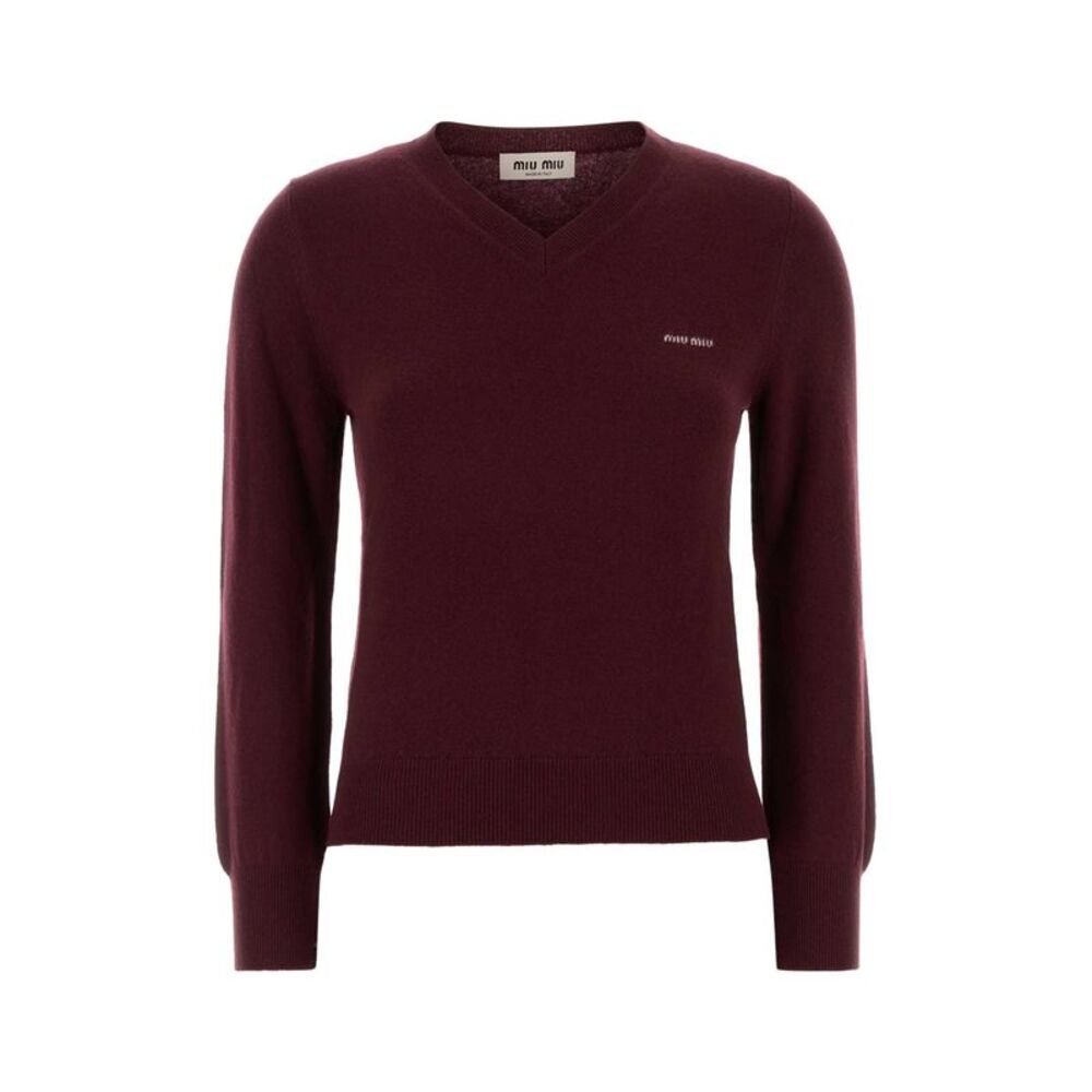 Miu Miu Women Burgundy Wool Sweater